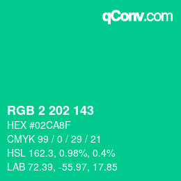 Color code: RGB 2 202 143 | qconv.com