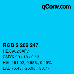 カラーコード: RGB 2 202 247 | qconv.com
