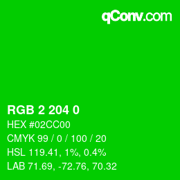 カラーコード: RGB 2 204 0 | qconv.com