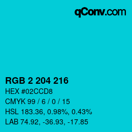 カラーコード: RGB 2 204 216 | qconv.com