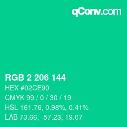 Color code: RGB 2 206 144 | qconv.com
