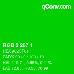 Color code: RGB 2 207 1 | qconv.com