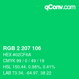 カラーコード: RGB 2 207 106 | qconv.com