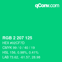 Color code: RGB 2 207 125 | qconv.com