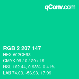 Color code: RGB 2 207 147 | qconv.com
