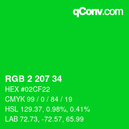 Color code: RGB 2 207 34 | qconv.com