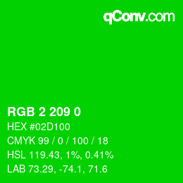 颜色代码: RGB 2 209 0 | qconv.com