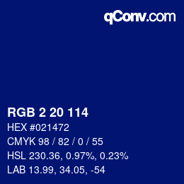 Color code: RGB 2 20 114 | qconv.com