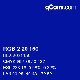 Color code: RGB 2 20 160 | qconv.com