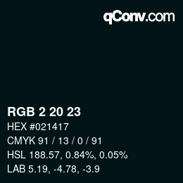 Color code: RGB 2 20 23 | qconv.com