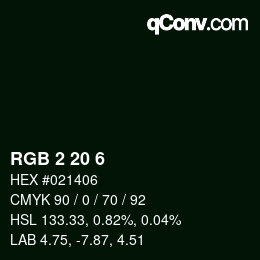 Color code: RGB 2 20 6 | qconv.com