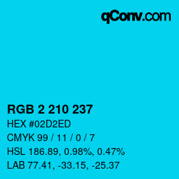 Color code: RGB 2 210 237 | qconv.com