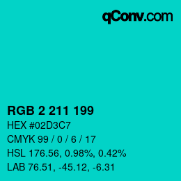 Color code: RGB 2 211 199 | qconv.com