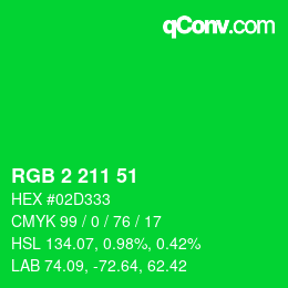 Color code: RGB 2 211 51 | qconv.com