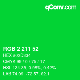 Color code: RGB 2 211 52 | qconv.com