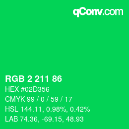 Color code: RGB 2 211 86 | qconv.com