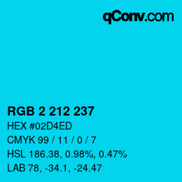 Color code: RGB 2 212 237 | qconv.com