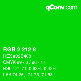 Farbcode: RGB 2 212 8 | qconv.com