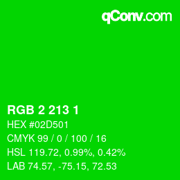 カラーコード: RGB 2 213 1 | qconv.com