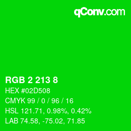 Color code: RGB 2 213 8 | qconv.com