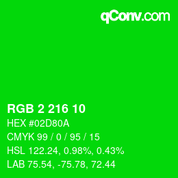Color code: RGB 2 216 10 | qconv.com