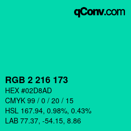 Color code: RGB 2 216 173 | qconv.com