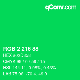 Color code: RGB 2 216 88 | qconv.com