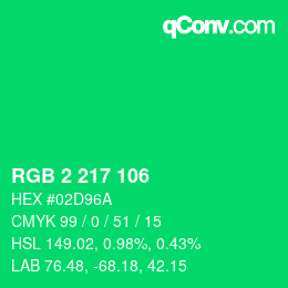 Color code: RGB 2 217 106 | qconv.com