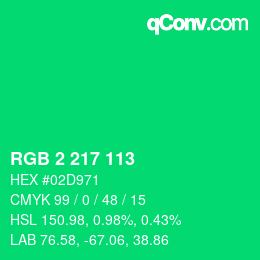 Color code: RGB 2 217 113 | qconv.com