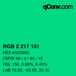 Color code: RGB 2 217 131 | qconv.com