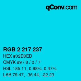 カラーコード: RGB 2 217 237 | qconv.com