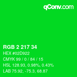 Color code: RGB 2 217 34 | qconv.com