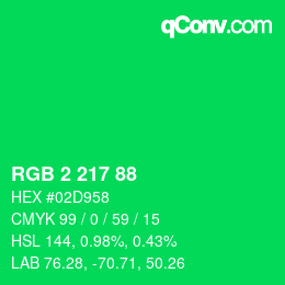 Color code: RGB 2 217 88 | qconv.com