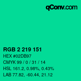 Color code: RGB 2 219 151 | qconv.com