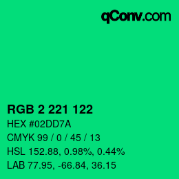 Color code: RGB 2 221 122 | qconv.com