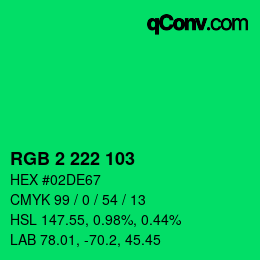 Color code: RGB 2 222 103 | qconv.com