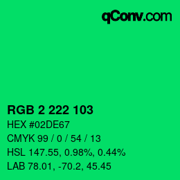 カラーコード: RGB 2 222 103 | qconv.com