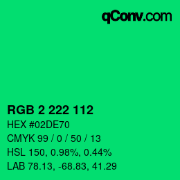 Color code: RGB 2 222 112 | qconv.com
