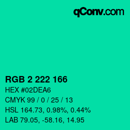 カラーコード: RGB 2 222 166 | qconv.com