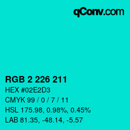 Color code: RGB 2 226 211 | qconv.com