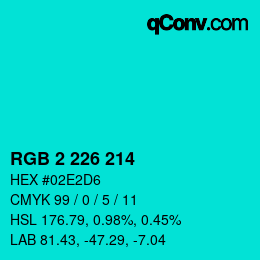 Color code: RGB 2 226 214 | qconv.com
