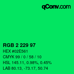 Color code: RGB 2 229 97 | qconv.com