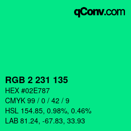 Color code: RGB 2 231 135 | qconv.com