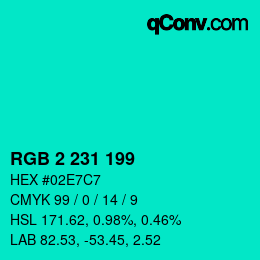 カラーコード: RGB 2 231 199 | qconv.com
