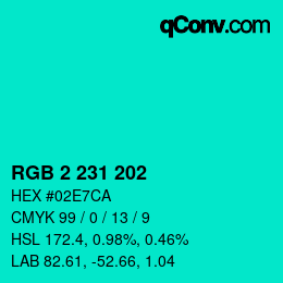 カラーコード: RGB 2 231 202 | qconv.com