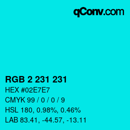 Color code: RGB 2 231 231 | qconv.com