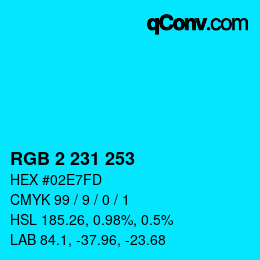 Color code: RGB 2 231 253 | qconv.com