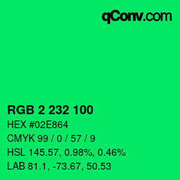 Color code: RGB 2 232 100 | qconv.com