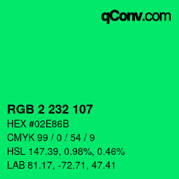 Color code: RGB 2 232 107 | qconv.com