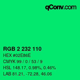 Color code: RGB 2 232 110 | qconv.com